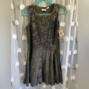 Stations Vintage-Style Black Embroidered Sleeveless Dress